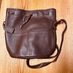 Brown Leather Coach Bucket Bag